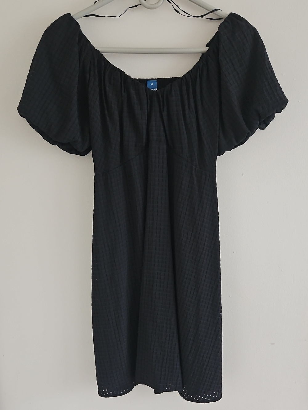 Old Navy Black Puff Sleeve Off-Shoulder Dress Extra Small